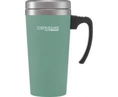 THERMO ThermoCafé Gobelet Isotherme en Plastique et Acier Inoxydable avec poignée Souple 420 ML, Plastique Acier Inoxydable, Bleu Canard/crème, 420ml