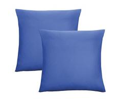 biberna 0077144Â de taies doreiller en Jersey 100% Coton avec Fermeture Ãclair Lot de 2, 40Â X 40Â cm Sapphire, 27Â x 18Â x 2Â cm