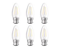 Osram Ampoule LED Filament, Forme flamme, Culot B22, 2,1W Equivalent 25W, 220-240V, claire, Blanc Chaud 2700K, Lot de 6 piÃ¨ces