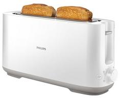 Philips HD2590/00 Grille Pains Daily Blanc, 1 Fente Extra Longue, Bouton Réchauffage