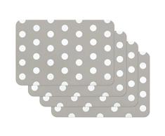 Venilia Set de table POIS GRIS MOTIF, 45 x 30 cm, 4 pcs, antidÃ©rapant rÃ©siste Ã la chaleur et fait, PolypropylÃ¨ne, 59051