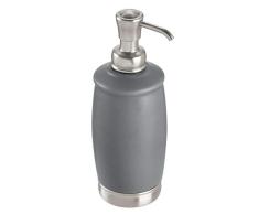 iDesign York porte savon, distributeur de savon chic et rechargeable en cÃ©ramique et mÃ©tal, gris et argentÃ© mat