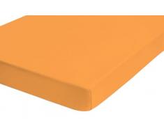 Biberna 77144 Drap housse en jersey stretch, selon Oeko-Tex Standard 100, env. 140 x 200 cm Ã 160 x 200 cm, Orange (Safran)