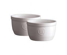 Emile Henry Eh114009 Le N°9 Set de 2 Ramequins Céramique Blanc Farine 9 X 9 X 5,5 cm