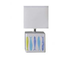 Lampe de chevet Caroline, lampe dÃ©corative cÃ©ramique, 40 W, bleu/jaune, L 11 x H 22 cm