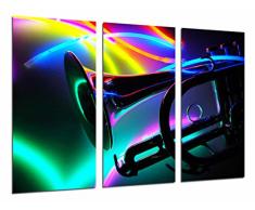 Tableau Moderne Photographique, Impression sur bois, Trompette avec la lumière des couleurs,, 97 x 62 cm, ref. 26747