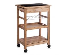 Zeller 13778 desserte en bambou équipée dune plaque en verre, 58 x 40 x 85 cm