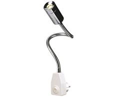 Lampe de lecture LED flexible, lampe fonctionnant sur secteur pour léclairage individuel dans la cuisine, au bureau, sur une table de chevet | Applique LED murale avec interrupteur, Aluminium, Chrome/blanc, 44.5 x 3.5 x