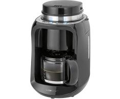 Clatronic KA 3701 Cafetière avec broyeur à disque en acier inoxydable, 2 en 1 et 1 moulin à café et café 1 à 6 tasses, 4 boutons de commande Noir