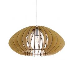 Grande Suspension Boule en Bois et Acier, Marron