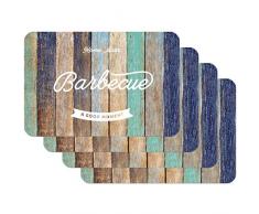 Venilia Set de table BBQ BOIS MULTICO, 45 x 30 cm, 4 pcs, antidérapant résiste à la chaleur et fait, Polypropylène, 59094