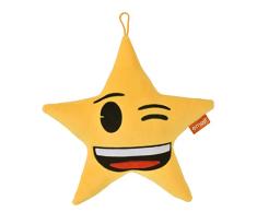 Innova Y08599 Coussin avec Emplacement Photo Emoji Etoile, SuÃ©dine, Jaune/Rouge/Noir/Blanc, 30 x 30 x 6 cm