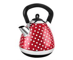Team Kalorik Bouilloire Ãlectrique sans Fil 1.7 Litre en Inox, 2400 W, Filtre Ã Particules, Rouge Ã pois blancs, TKG JK 1045 RWD