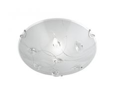 TRIO, Plafonnier, Carbonado 1xE27, max.40,0 W Verre, Blanc, Corps: metal, Chrome Ã:25,0cm, H:9,5cm IP20