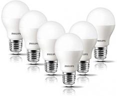 Philips Lot de 6 Ampoules LED Standard Culot E27, 8W équivalent 60W, Blanc Chaud 2700K, Dépolie