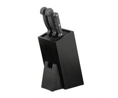 Relaxdays 10024669 Bloc Bambou Porte Bois 6 Couteaux Rangement Couverts Cuisine, HxlxP 25x11x17 cm, Noir