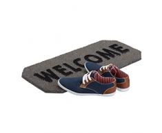 Relaxdays 10021045 FuÃmatte Kokos, Wasserfest Paillasson Welcome en Fibres de Coco, PVC, Gris, 33x70x1,5 cm