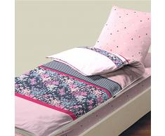 Bleu Câlin Caradou Parure de Lit Enfant 4 Pièces, Coton, Couette incluse, LUCILE Rose, 90x190 cm, CAR C90