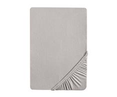 Biberna 77866/017/340 Drap Housse en Jersey Stretch pour un Lit Individuel Gris Clair 90 x 190 cm Ã 100 x 220 cm