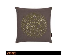 ZONS Coussin clouté Motif Cercle Or 45x45cm + Rembourrage 480g Coussin Voiture Coussin canapé Oreiller (Marron)