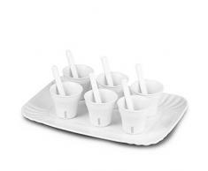 SelettiSet de 6 Tasses à café + 6 Petites cuillères + 1 Plateau 18,5 x 27 cm - en Porcelaine