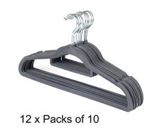 Beldray Combo-5800 Lot de 12 Paquets de 10 cintres en Velours Gris 42 x 22,5 x 0,6 cm