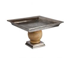 Better & Best Centre de Table, Carré, Aluminium, Bois, Argent, 35,5 x 35,5 x 21,5 cm