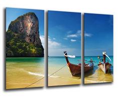 Tableau Moderne Photographique, Impression sur bois, Paysage de plage ensoleillée, 97 x 62 cm, ref. 26078