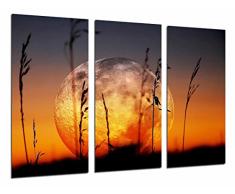 Tableau Moderne Photographique, Impression sur bois, Pleine lune dans le ciel, Horizon dans la nuit, pointes, 97 x 62 cm, ref. 26910