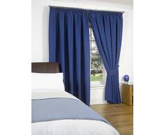 Dreamscene Paire de luxe entièrement doublé Rideaux occultants thermiques plissés avec embrasses, bleu, 66 x 90
