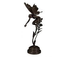 Arte Dal Mondo EPA276 Flower Fairy Sculpture Classique en Bronze patinÃ© avec Socle en marbre, 48,5 x 20 x 15 cm
