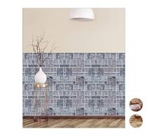 relaxdays 10026764_1073 Jeu de 5 Panneaux muraux Autocollant, Aspect 3D,PVC Mur de Pierres, 50 x 50 cm, différentes Couleurs, Marron, 50 x 50 x,5 cm