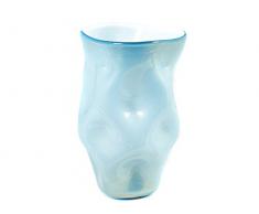 H&H froissé H & H Vase en Verre Conique froissé, de Couleur Bleu Ciel perlé, 25 cm, Verre, Bleu