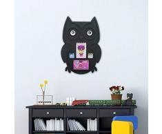 Walplus Autocollant Mural Hibou Cadre Amovible Auto-Adhésif Mural Art Stickers Vinyle Maison Décoration DIY Salon Chambre Bureau Décor Peint Enfants Chambre Cadeau, Noir