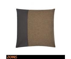ZONS Malton Coussin Simili Cuir 45x45cm 6 Couleurs + Rembourrage 450g (Marron)