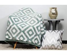 Kensie Christie Couverture Polaire Sherpa Motif Pixels Gris 50 x 60 cm