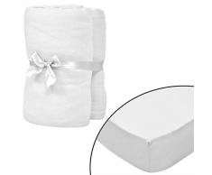 vidaXL 133279 4 x Drap Housse pour Enfant 70 x 140 cm en Jersey de Coton Blanc 70 x 140 cm