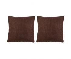 Gözze Lot de 2 Housse de Coussin, Dallas, Polyester, Marron foncé, 50 x 50 cm