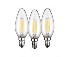 3 x Filament de bougie LED, 4 W â Culot E14, remplace 40 W, Blanc chaud