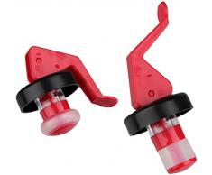 Fackelmann 49569 Lot de 2 Levier, Bouchon rÃ©utilisable pour Bouteille, Plastique, 8 cm, Rouge et Noir