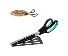 Relaxdays Ciseaux Ã pizza avec pelle, coupe-pizza en inox, ciseaux de cuisine, pelle de service, noir-vert