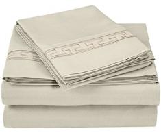 Qualité supérieure Ultra Doux Poids léger résistant aux Rides de lit avec Broderie Regal 100% Microfibre brossé en boîte Cadeau, 3 pièces, Brun, Double, Taille L/XL