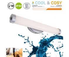 Briloner Leuchten 2248-018 Mural, luminaire LED pour Miroir, contrôle de la température de Couleur, graduable, Fonction mémoire, Interrupteur Inclus, IP44, 8W, 720 Lumen, Blanc, 8 W, Chrome-weiÃ