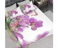 PETTI Artigiani Italiani - Parure de Lit, Lit (90x200), Drap de Lit, Linge de Lit, Orchidée, Tissu 100% Satin Frais, 100% Made in Italy