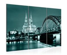 Tableau decoration murale Ville Cologne 120 x 80 cm XXL Impression sur Toile Salon Appartment Vert 3 Parties - prÃªt Ã accrocher 605031b