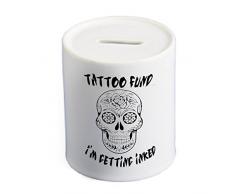 Gift Original Tirelire en céramique, Motif crâne, Tatouage, Encre, Pot collecteur, Wish Fund, économies.