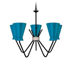 Tosel 21083 Lustre 5 Lumières, Acier/, E27, 40 W, Gris, 72 x 90 cm