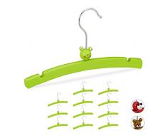 Relaxdays 10029432_53 Bois, Set 12, Cintre Motif Animaux, vÃªtements bÃ©bÃ© Enfant Fille garÃ§on, Vert, Fer, Lot