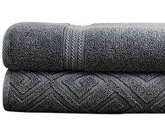 Allure Lifestyle 2pk Denim DÃ©lavÃ© Serviette de Bain Deco Diamond, Coton, Charbon de Bois, Unique