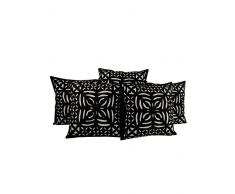 RAJRANG DÃ©coration Oreiller Coton Noir Patch Work Housse de Coussin